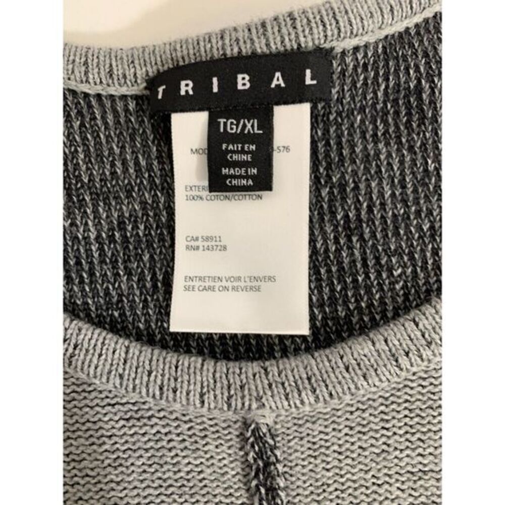 Tribal‎ Grey Black Striped Women's Sweater XL Long Sleeved Rough Hem Thick Heavy - Picture 8 of 10